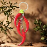 Creative Red Pepper Keychain Mini Vegetable Chili Key Ring Chain Best Friend Women Men Pendant Gift Car Bag DIY Handmade Jewelry