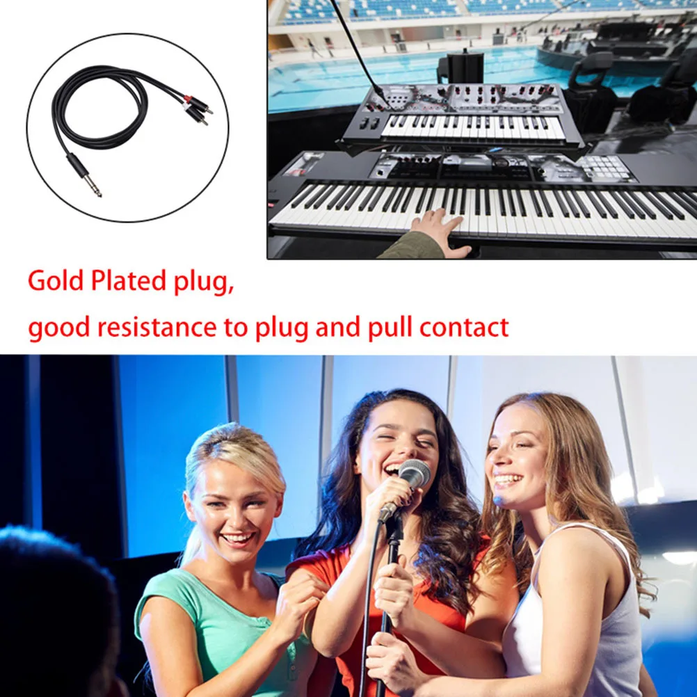

3m Audio Y Splitter Cable Trs to Dual 6.35mm Male High-Fidelity Oxygen-Free Copper Cable Audio Insert Adapter for Mixer
