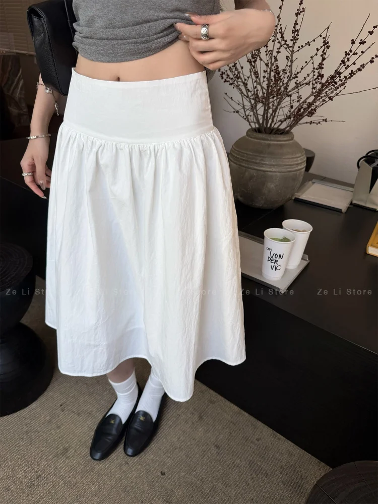 Ballet Style Loose Waist Half-length Skirt with Wide Sash Puffy A-line Hemline Fresh Sweet Girl's Fashion Elegant Skirt