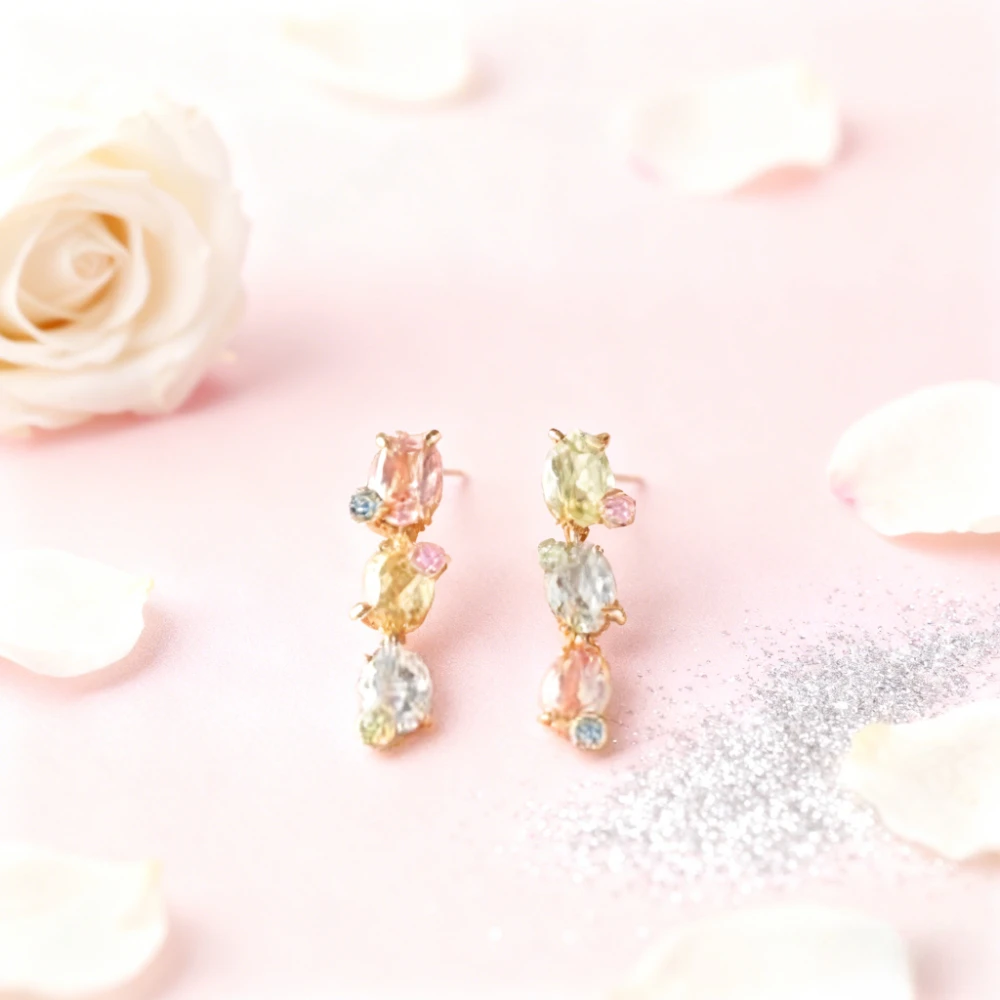 

Fashion Jewelry and luxurious oval colored earrings, versatile for daily use in the workplace, high-quality jewelry