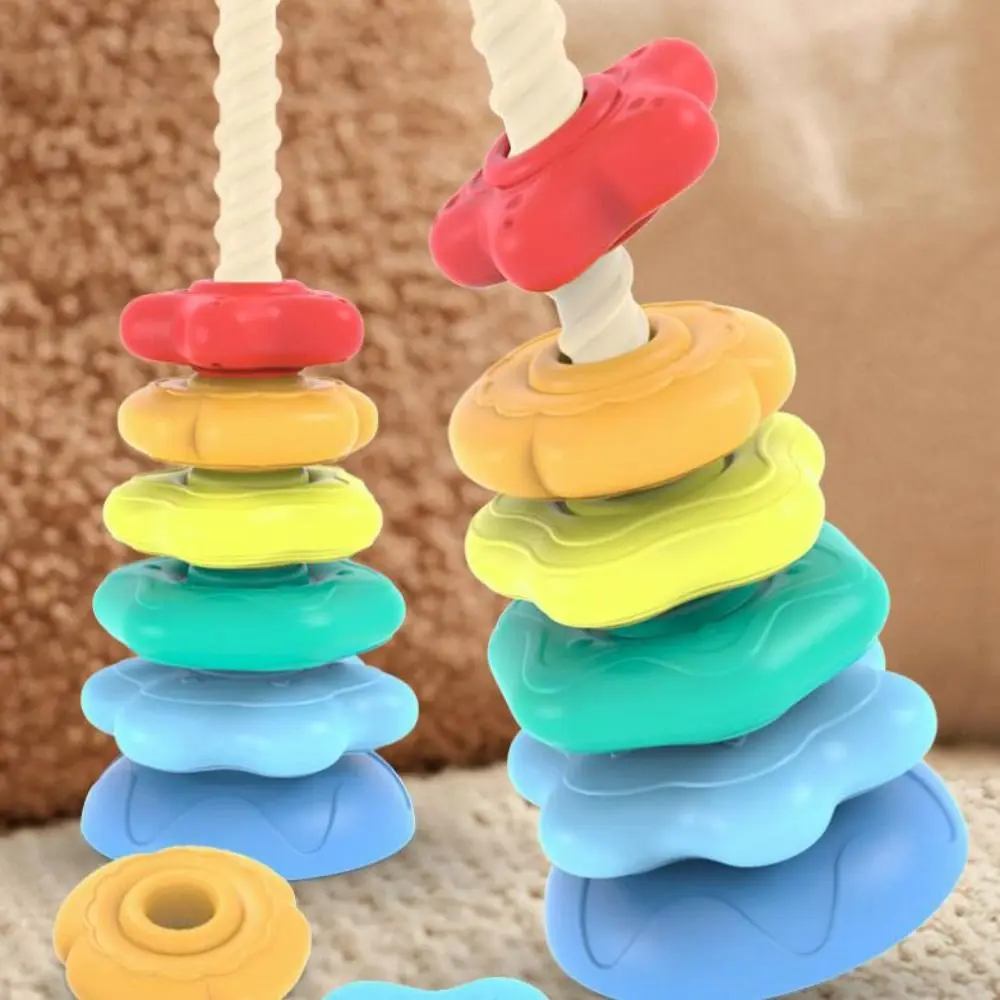 Unregelmäßige Quadratische Regenbogen Stacker Baby Spielzeug Regenbogen Turm Stapelbare Rotierenden Schraube Bolzen Spielzeug Frühe Bildung Montessori Spielzeug