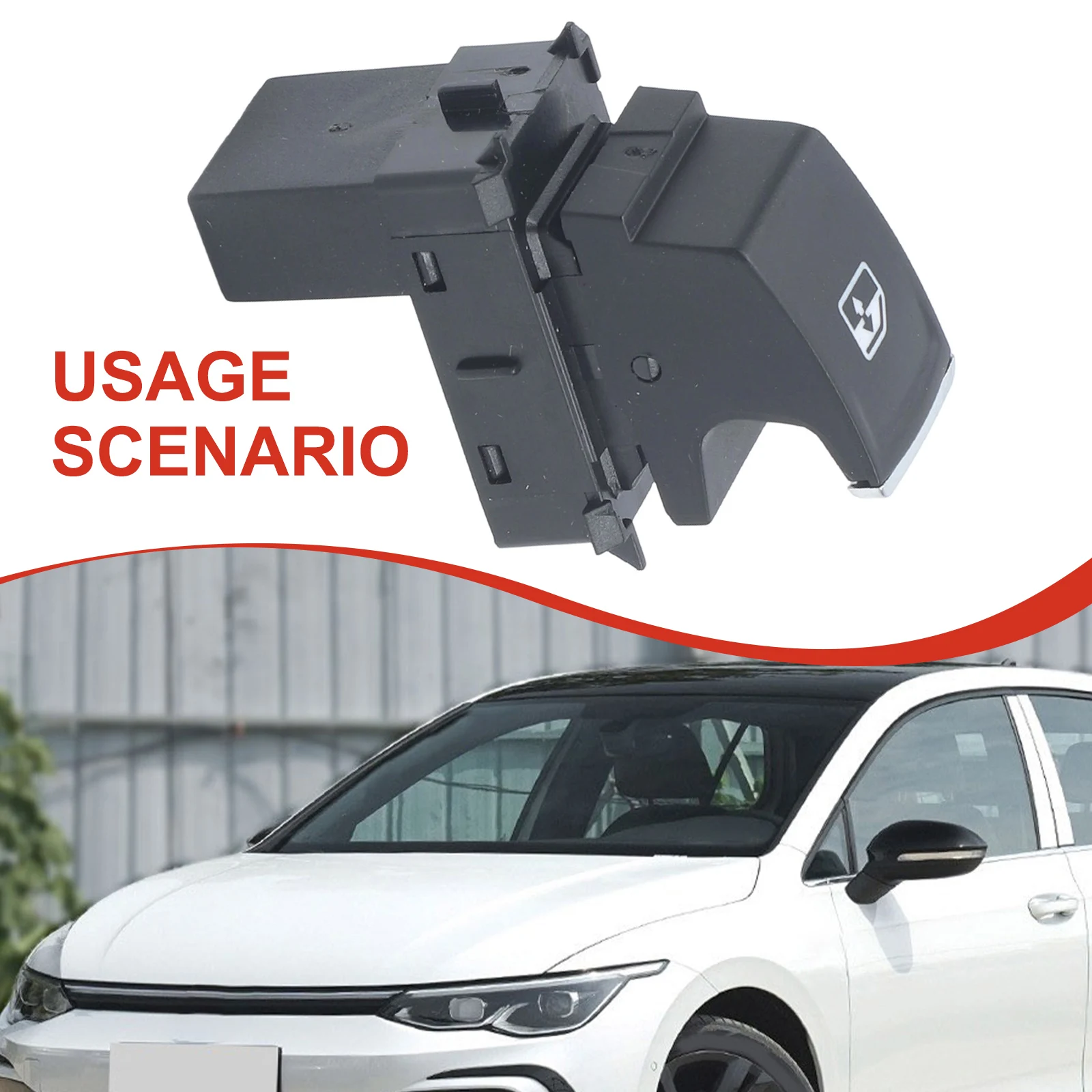 Car Accessories Black Electric Glass Switch Passenger Side Button Direct Replacement High Strength ABS Material