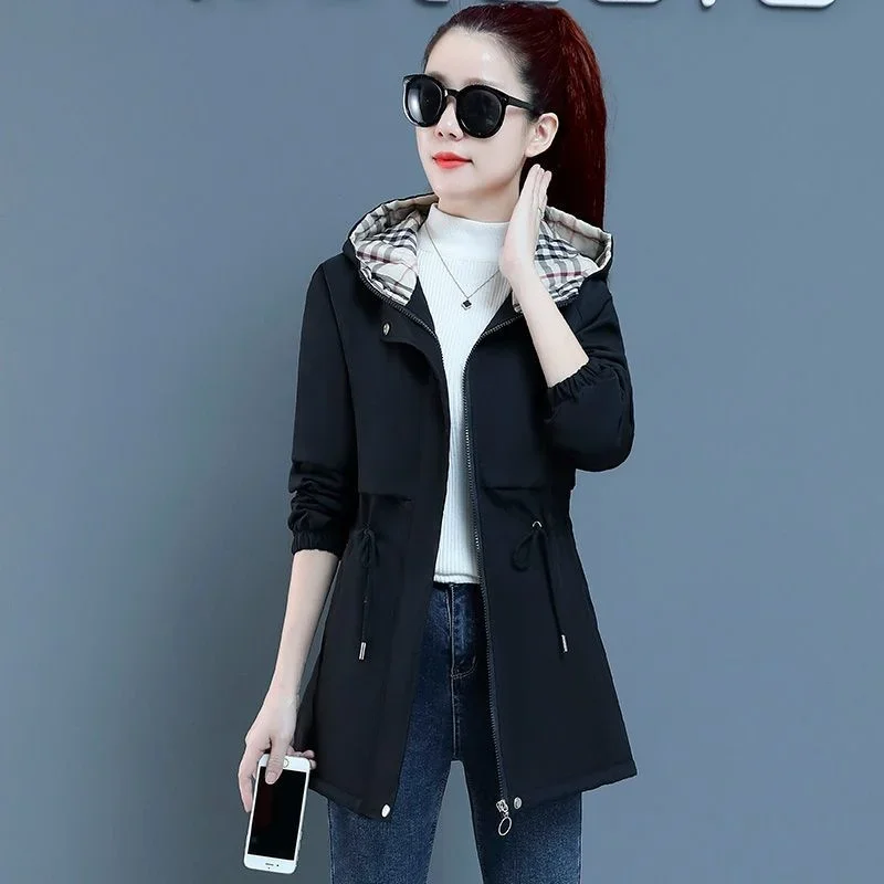 

Women Fashion Office Outerwear 2025 Autumn Winter New Long Sleeve Coat Hooded Jacket Loose Korean Solid Tops For Female Overcoat