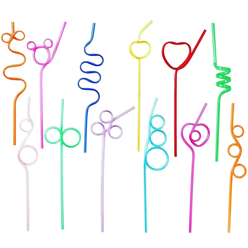 12pcs Crazy Curly Drinking Straws Colorful Unique Flexible Drinking Tube Kids Birthday Party Supplies Bar Accessories