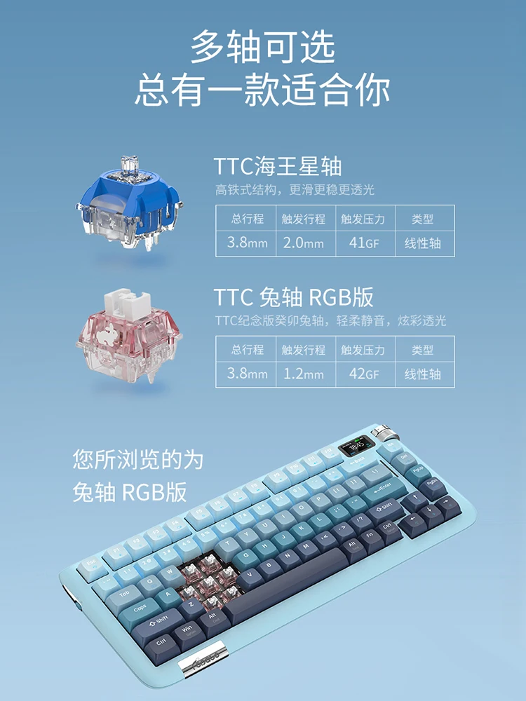 Imagem -03 - Teclado Mecânico sem Fio Bluetooth Três Modos Jogo Personalizado Escritório Hot Plug Estrutura de Junta Tela Colorida Tft Fopato-f75