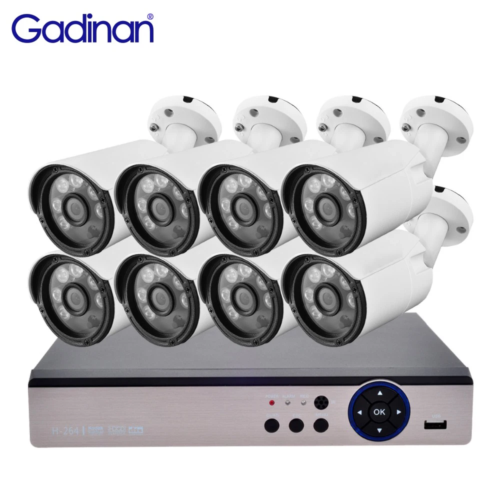 Gadinan 3.6mm DC 12V 8CH Night Vision Security Camera kit 8PCS AHD DVR Motion Detection IR-CUT 3.6mm HD Water Proof CCTV System