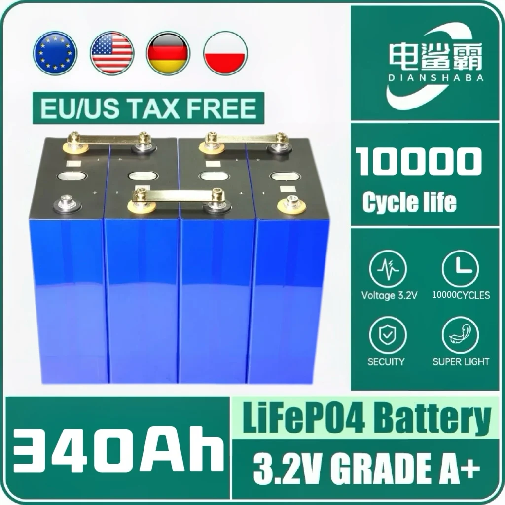 

3.2V 340Ah 10000 cycles DIANSHABA Batterie rechargeableLiFePO4 adaptée au bricolage 12V 24V 48V 96V caravane système d'énergi