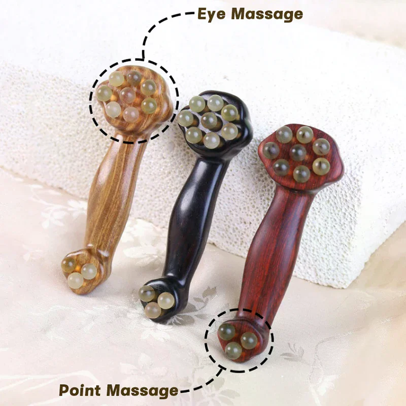 Double Ended Facial Fascia Lifting Tool Acupunt Stick Facial Schrapen Stick Messing Kraal Sandelhout Massage Gua Sha Stick Relax