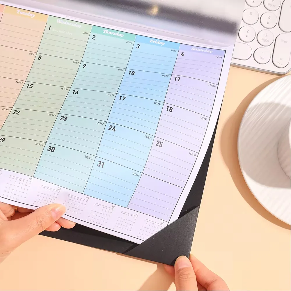 Unique Design Colorful Hanging Calendar Hangable Cartoon 2025 Wall Calendar Planner ​ Practical Rainbow Desktop Calendar Message