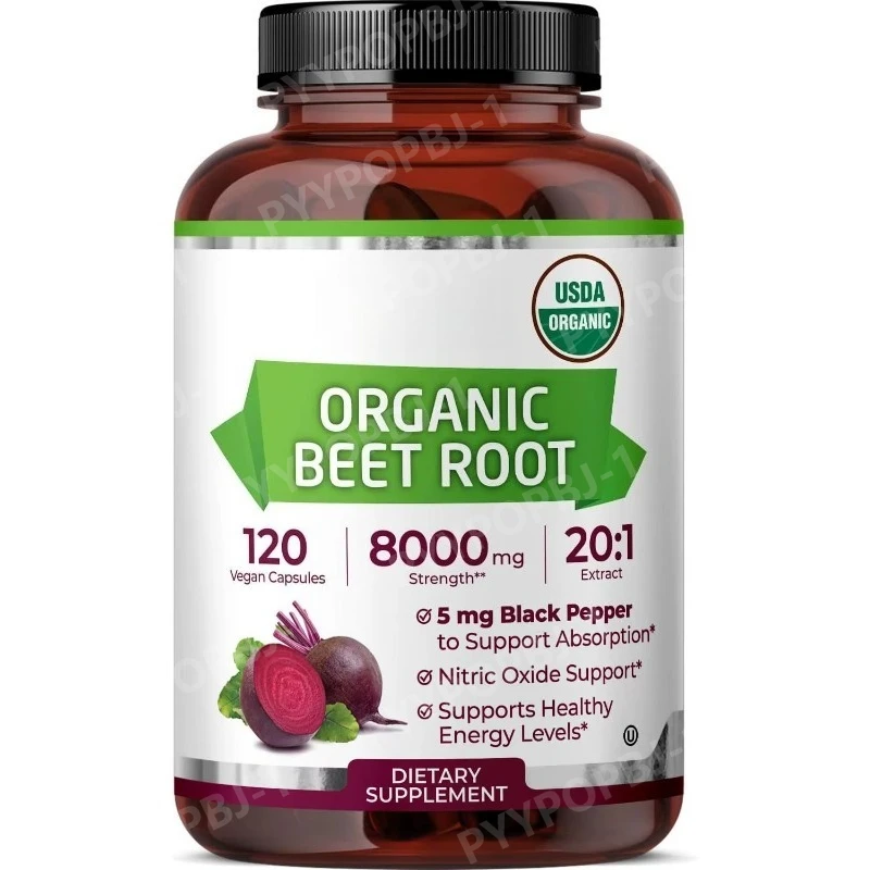 

Organic Beet Root 8000 Mg Strength 20:1 Extract 120 Vegan Quick Release Capsules Kosher Supports Nitric Oxide Production