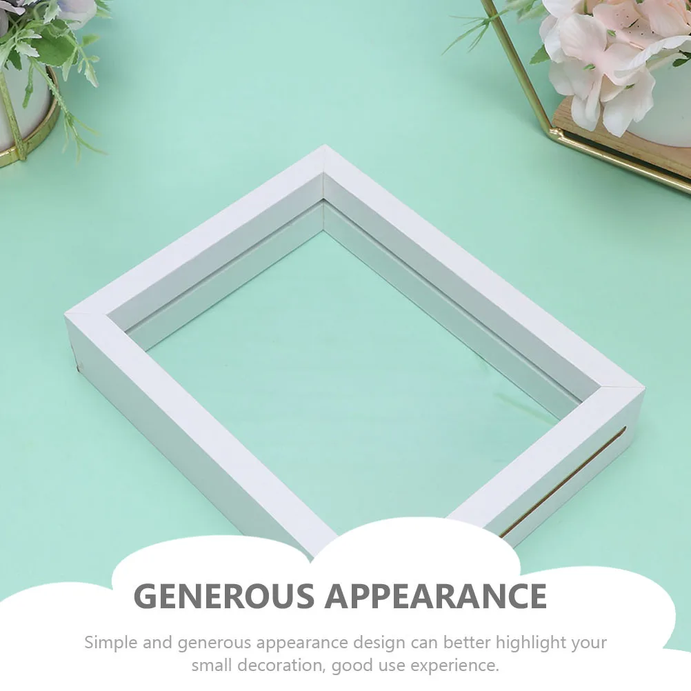 

Glass Plant Specimen Frame DIY Display Embossed White Desktop Decor Living Room Simple Specimen Display Box For Dried Flowers