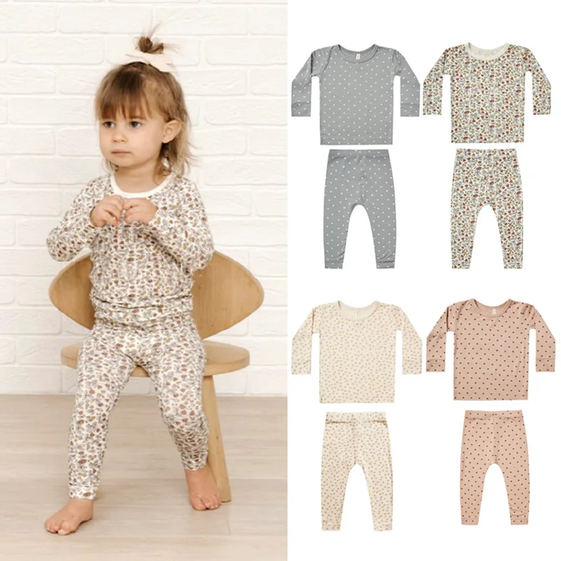 Baby Girls 2PCS Clothes Set Ins 2024 Spring Autumn Long Sleeve Round Collar Cotton Shirt Elastic Pants Suit Newborn Girl Pajamas