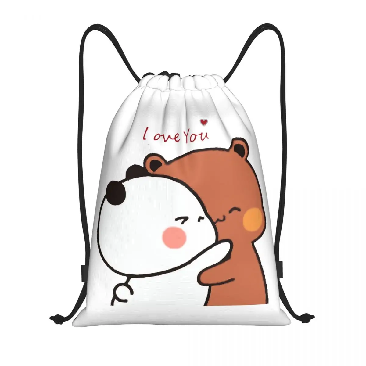 Peach And Goma Drawstring Backpack Women Men Sport Gym Sackpack Portable Bubu Dudu Shopping Bag Sack