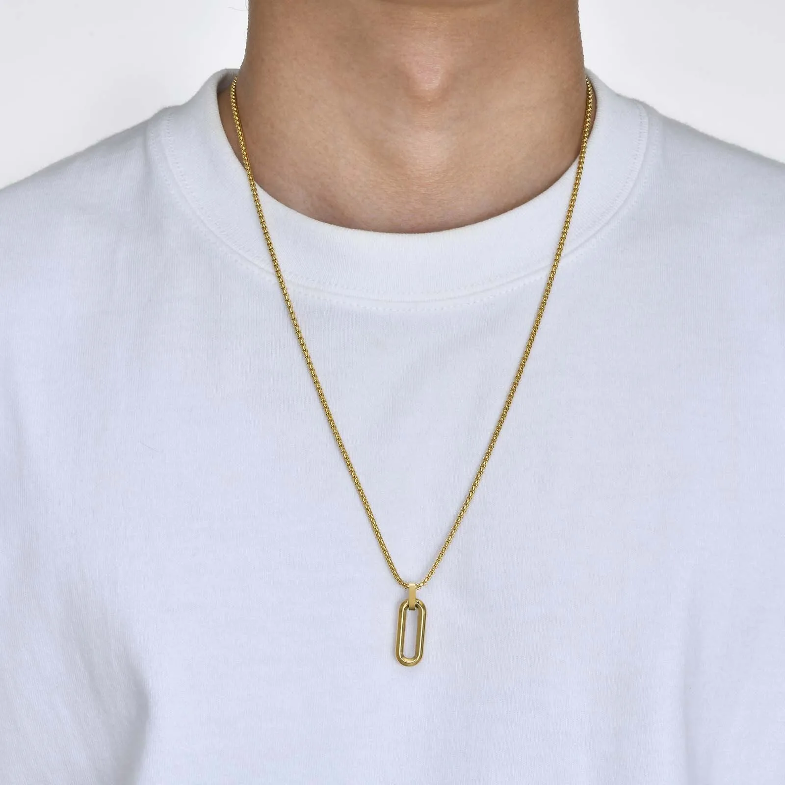 Herren einfache geometrische Halsketten für Jungen, wasserdichter hohler quadratischer Polygon-Anhänger kragen aus Edelstahl, Geschenke für ihn Schmuck – Detail 3