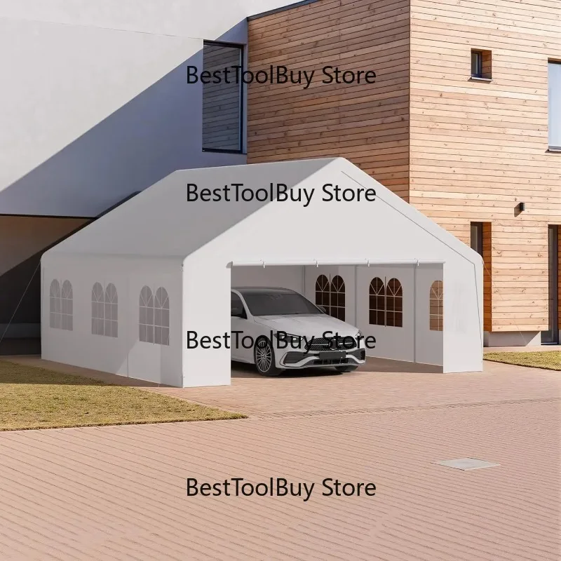 Heavy Duty 20x20 Large Metal Carport Canopy Tent, Garage Shelter for Party Event, RV & Boat Storage, 236x236, Customized