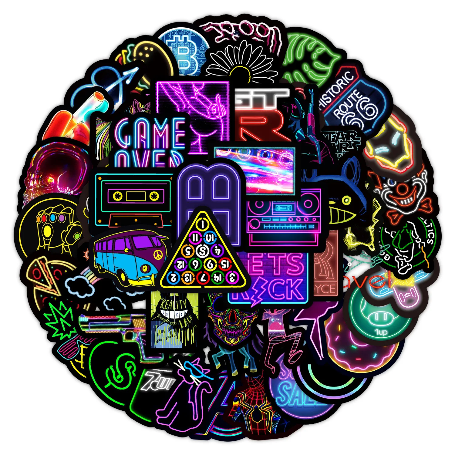 10/30/50 Nieuwe Neon Sticker Auto Bagage Mobiele Telefoon Cup Decoratieve Sticker Notebook Waterdichte Sticker