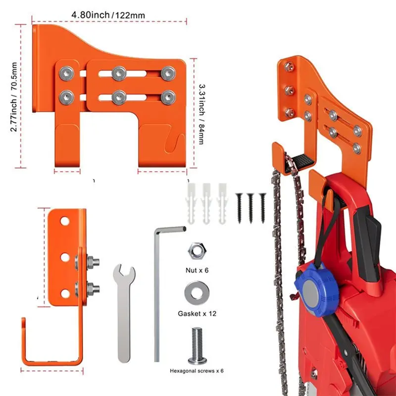 الثقيلة قابل للتعديل ل المرآب بالمنشار حامل جدار جبل شماعات المنشار مع 2 السنانير لتخزين سلسلة المنشار تخزين أداة