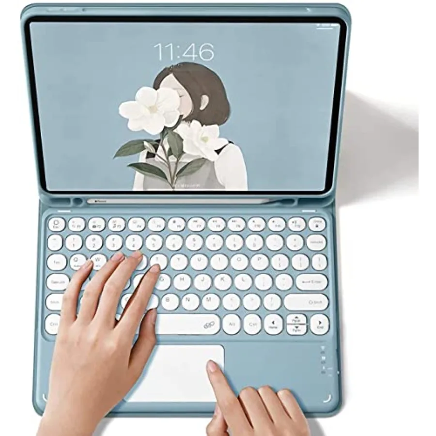 

Чехол-клавиатура для Galaxy Tab S10 Lite/S10 FE/S9 FE/S9/S8/S7 с трекпадом, съемной клавиатурой, тонкой подставкой, синий, с S Pen