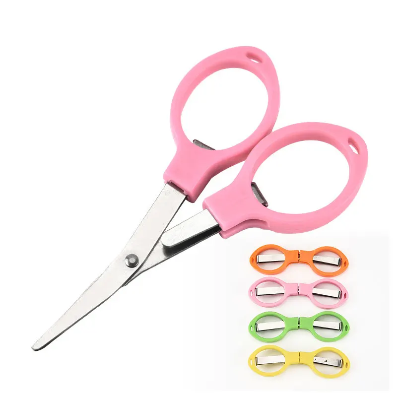 

96 Pcs Multifunction 8 Words Fold Scissors Plastic Handle Stainless Steel Student Stationery Handmade Crafts Kids DIY Tool