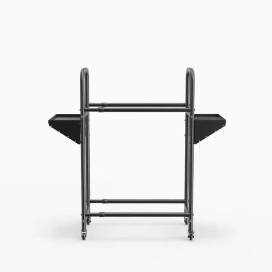 Garage tire storage rack, black steel pipe and ABS, adjustable 24.80-42.51'' x 15.35'' x 44.09'', includes 8 S hooks and 2 shel view 3