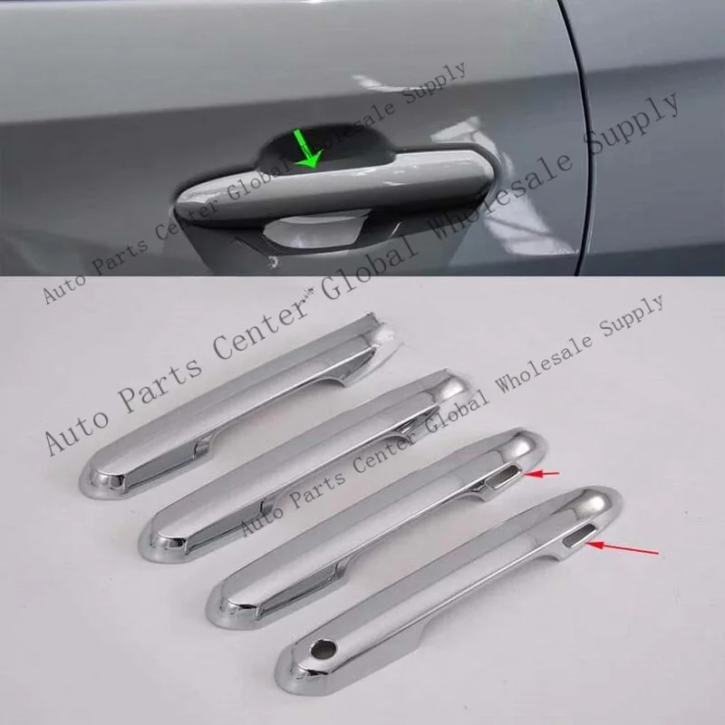 L+ Chrome Door Handles Cover Trim for 2019-2023 Toyota RAV4 With Smart Keyhole
