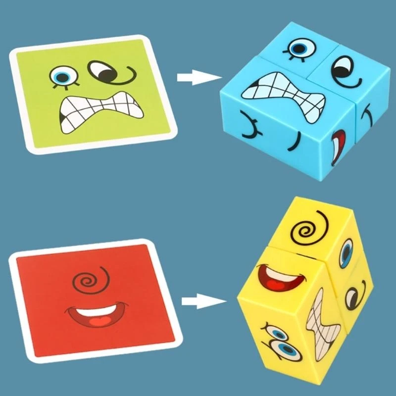 Expression Puzzle Building Cubes Face-Changing Plastic Cube Block Matching Game Logical Thinking Toy 15UB