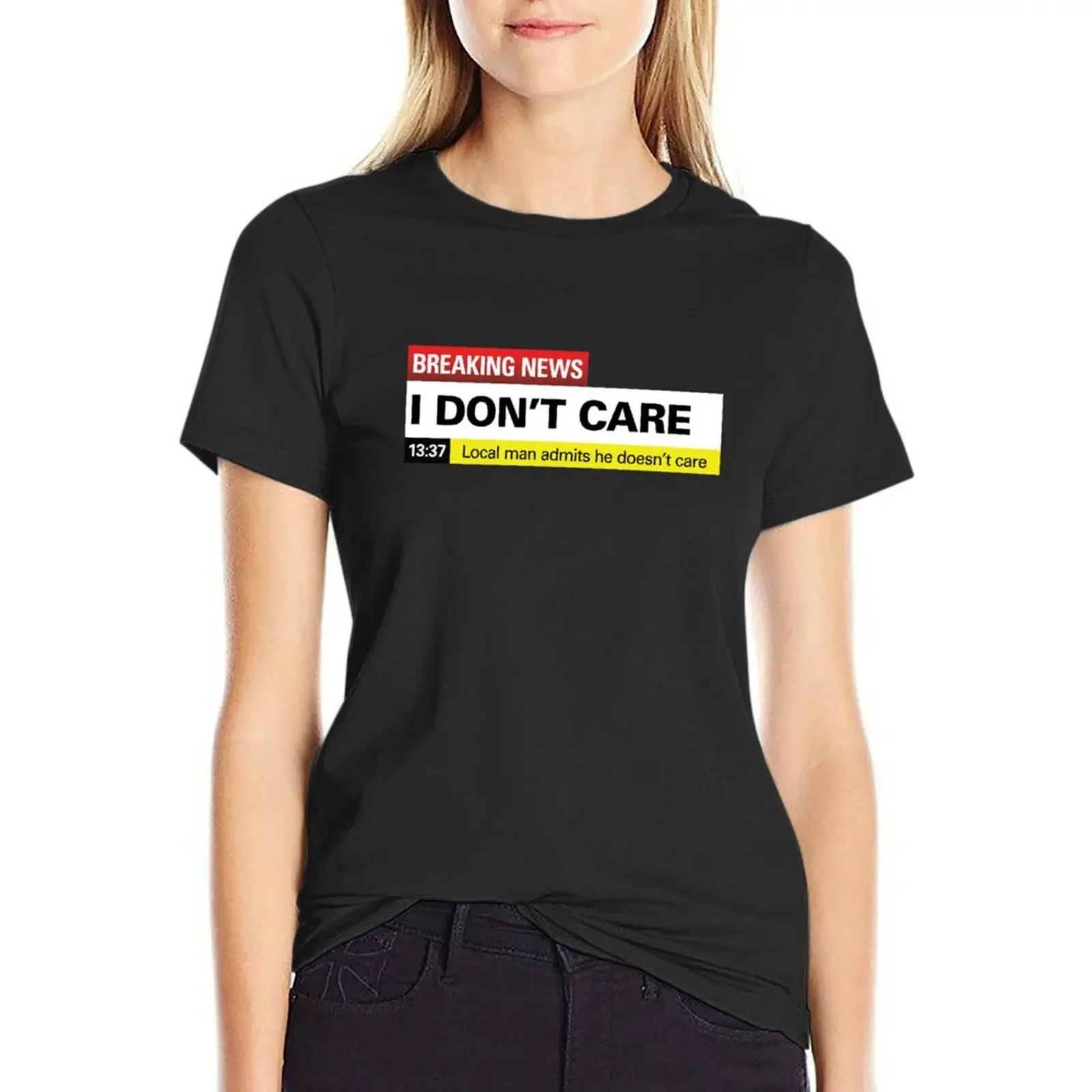 

Breaking News: I Don't Care T-Shirt female animal print shirt for girls kawaii clothes t shirts for Womens