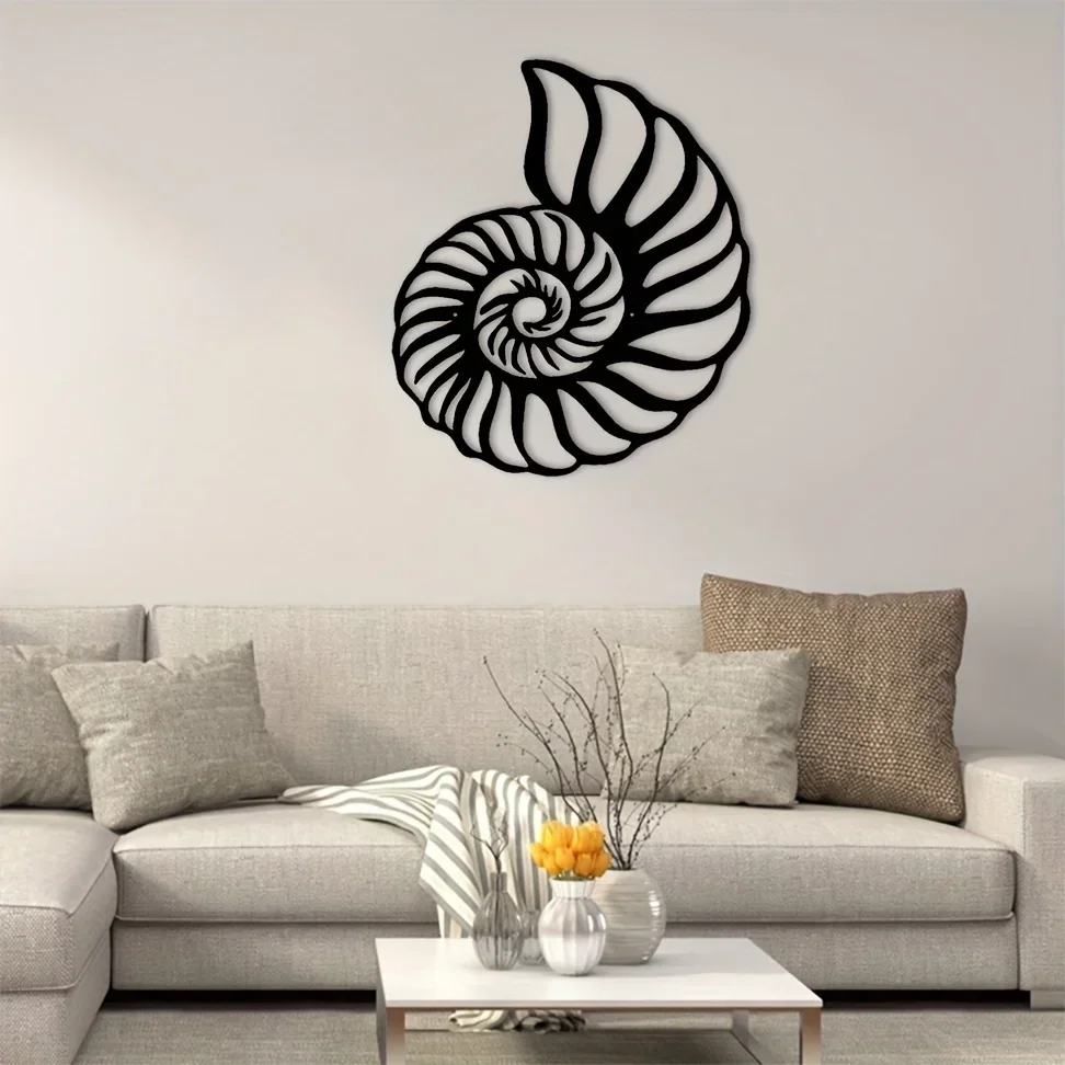 Hello Young Nautilus Shell Coastal Beach Metal Wall Hanging Art Metal Art Interior Decoration Home Wall Hangings Livingroom Bedr