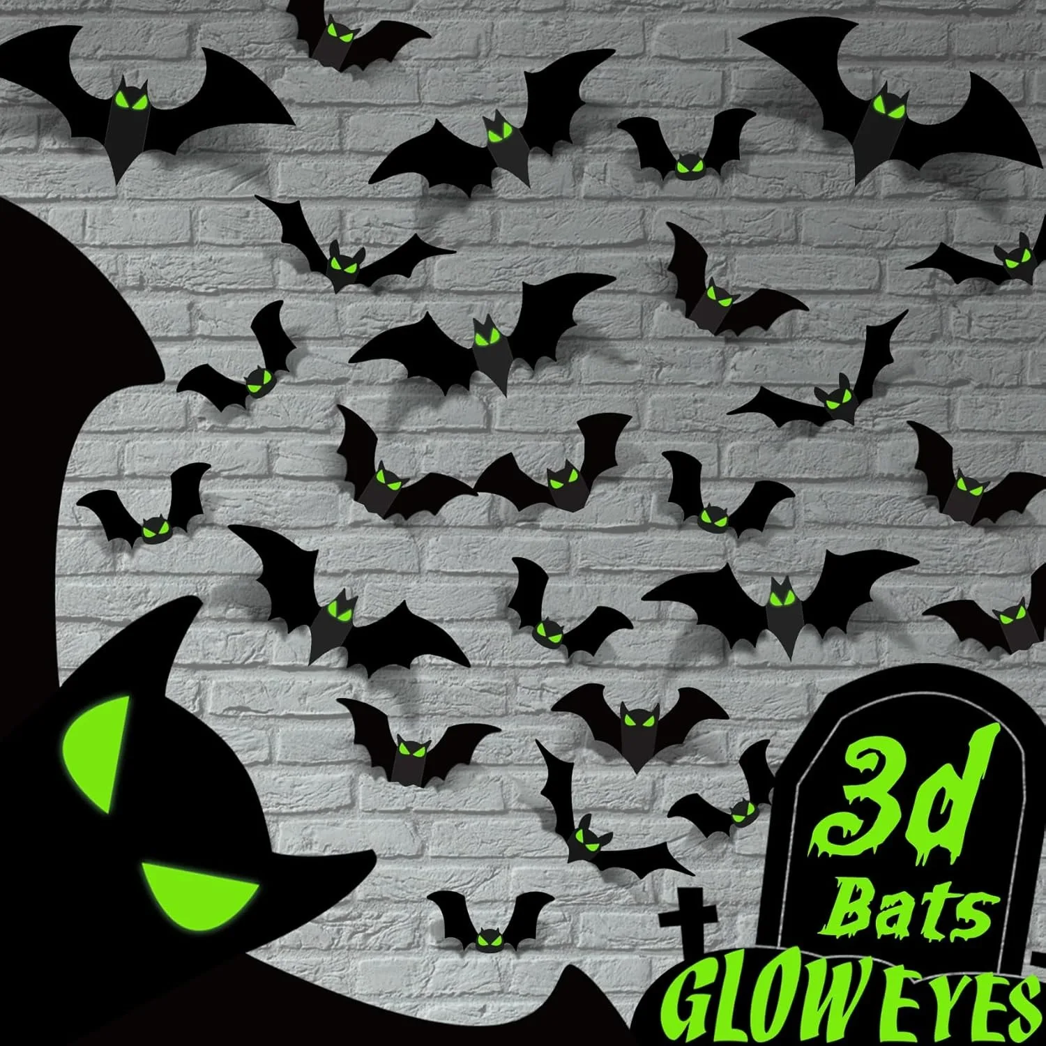 

Halloween Decor - Bats Halloween Decoration Halloween Decorations Indoor Plastic Spooky Scary Creepy 3D Bats for Halloween Party