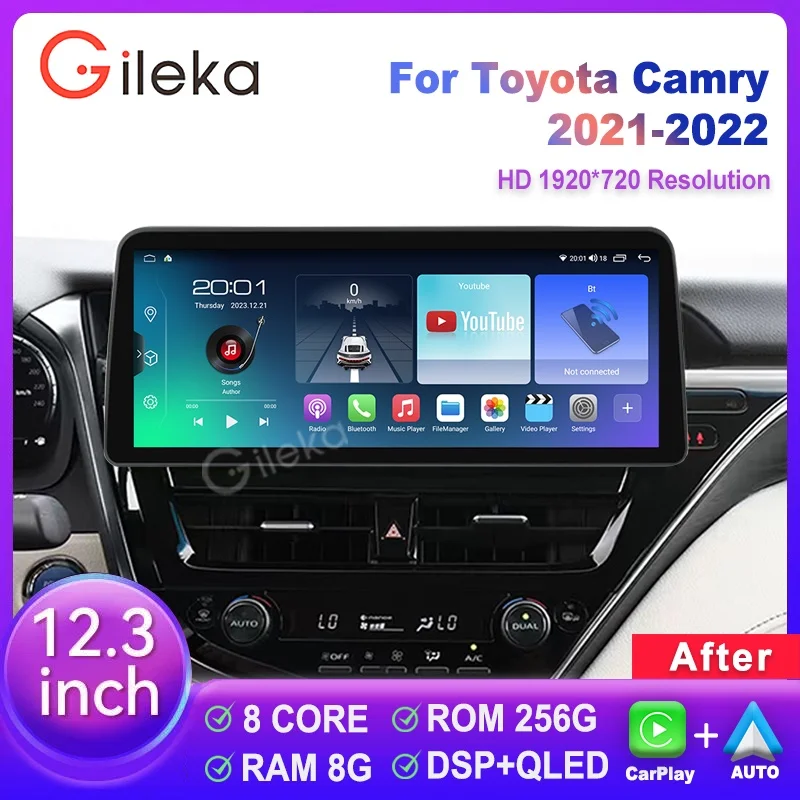 

Автомобильный радиоприемник 12,3 дюймов Android для Toyota Camry 2021-2022, автомобильное радио, стерео, мультимедийный плеер, GPS-навигация, головное устройство с Wi-Fi