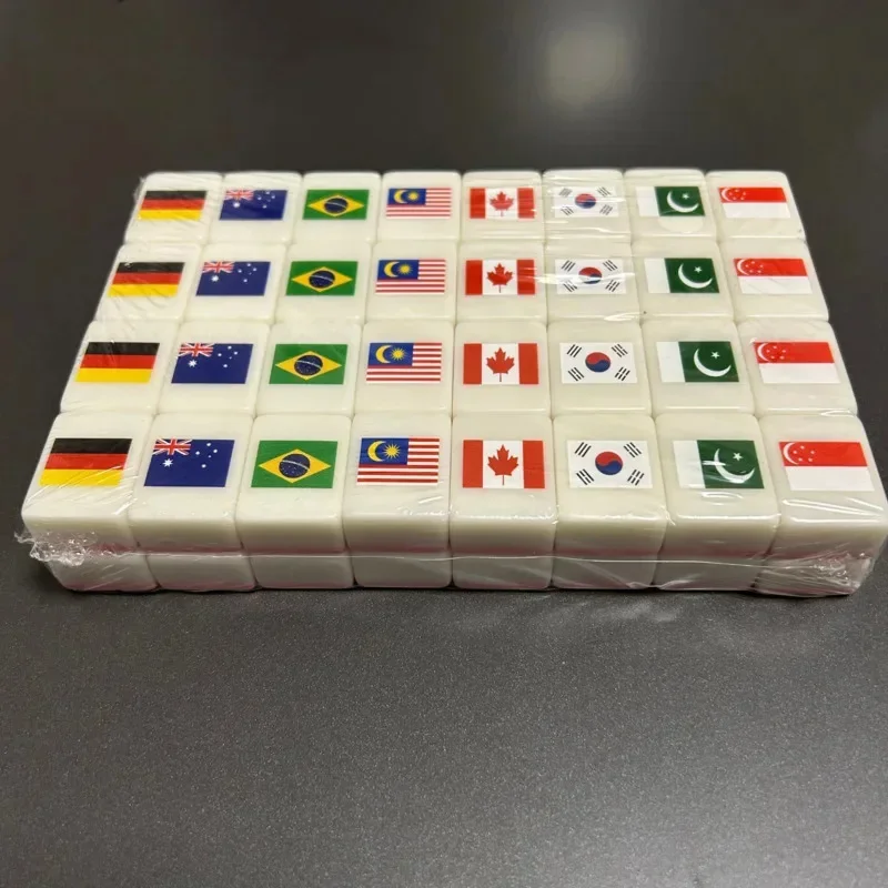 Tiktok 64 Seaside Escape Mahjong Blocks 64 Pcs Mahjong Seaside Escape Tile Game Pattern of Flag Ball Battle Chee Chess Toys