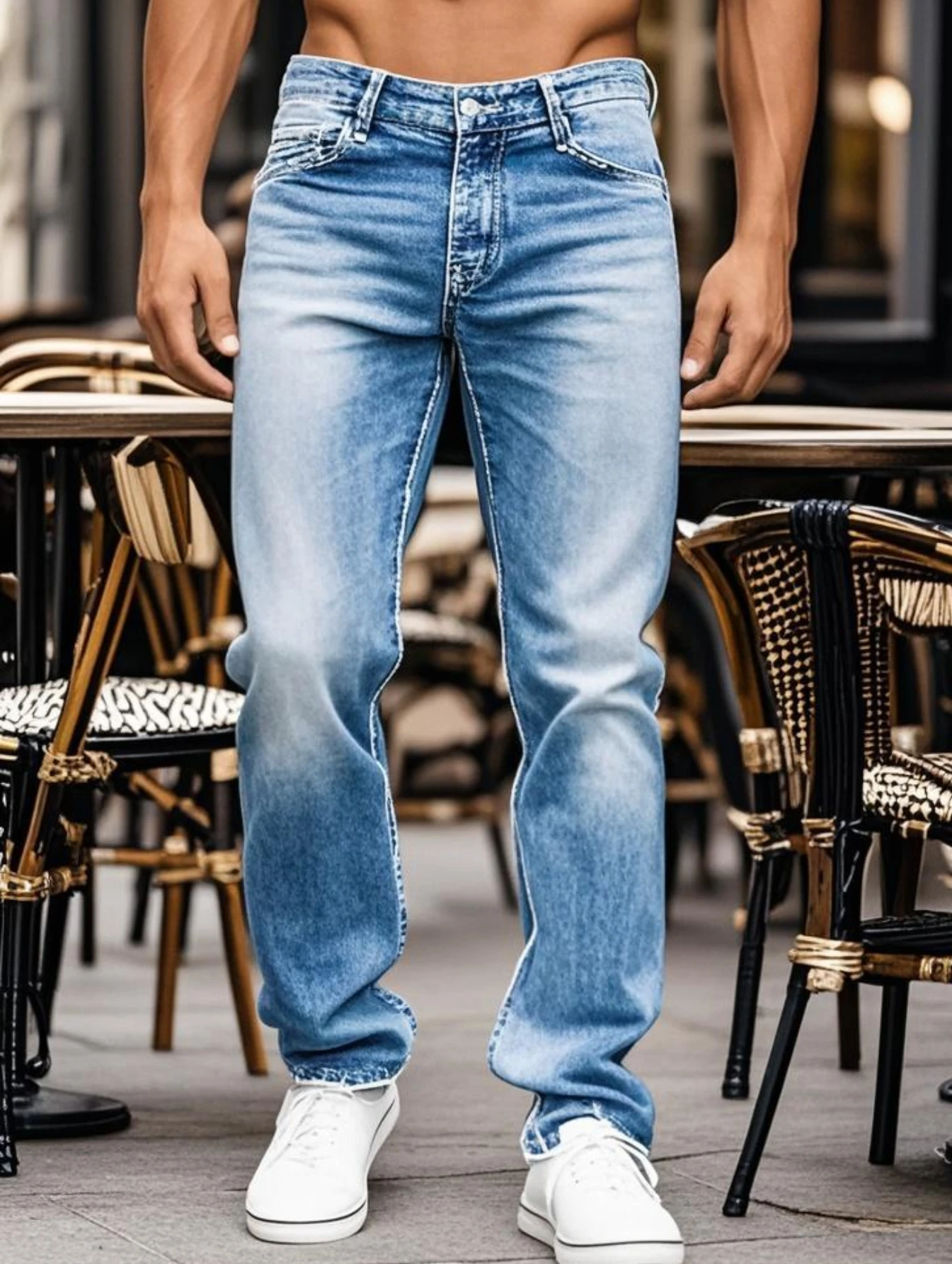 1Pc Y2K Blue Jeans … - image