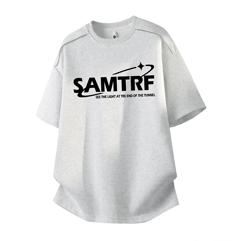 Hot Sale Men's Summer T-Shirt Zipper Design Letter Print O-Neck Short Sleeve T-Shirts Casual Loose Hip Hop Streetwear Top Tees