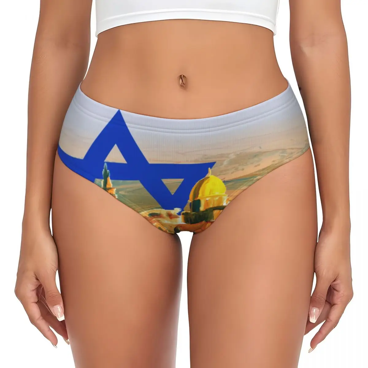 Custom Israel Flag Negev Desert Briefs Underwear Womens Breathable Stretch Shorts Panties Brief Panties
