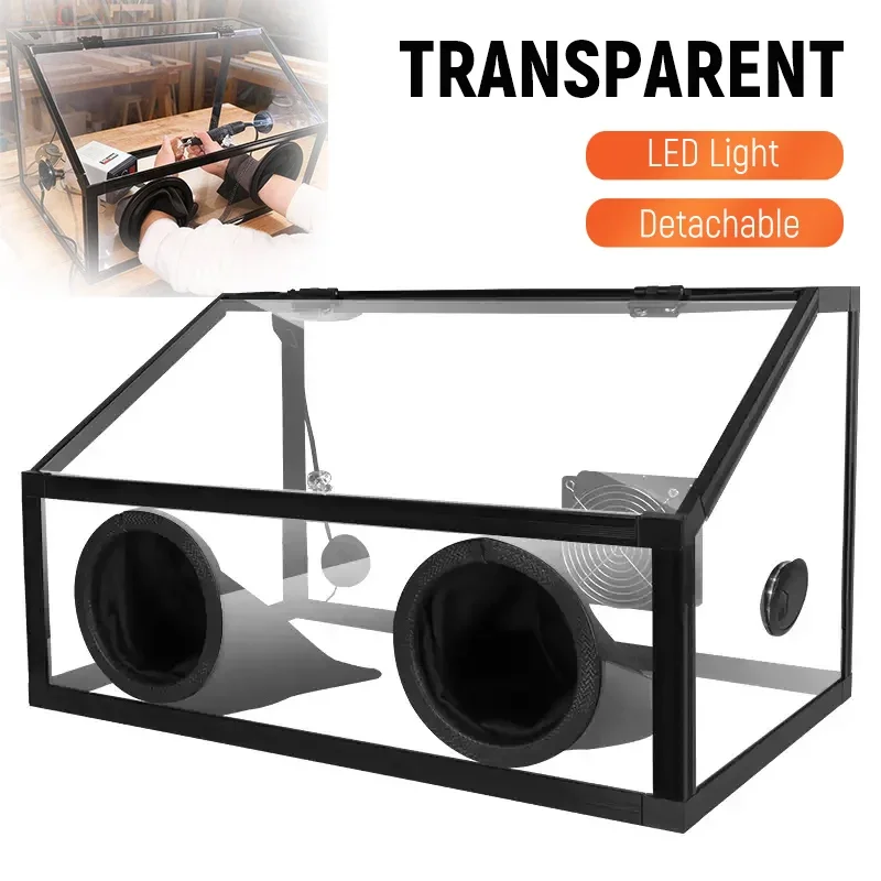 Staubdichte Polierbox, transparente staubdichte Box zum Schleifen und Polieren, LED-Schleifstaub-Sammelbox