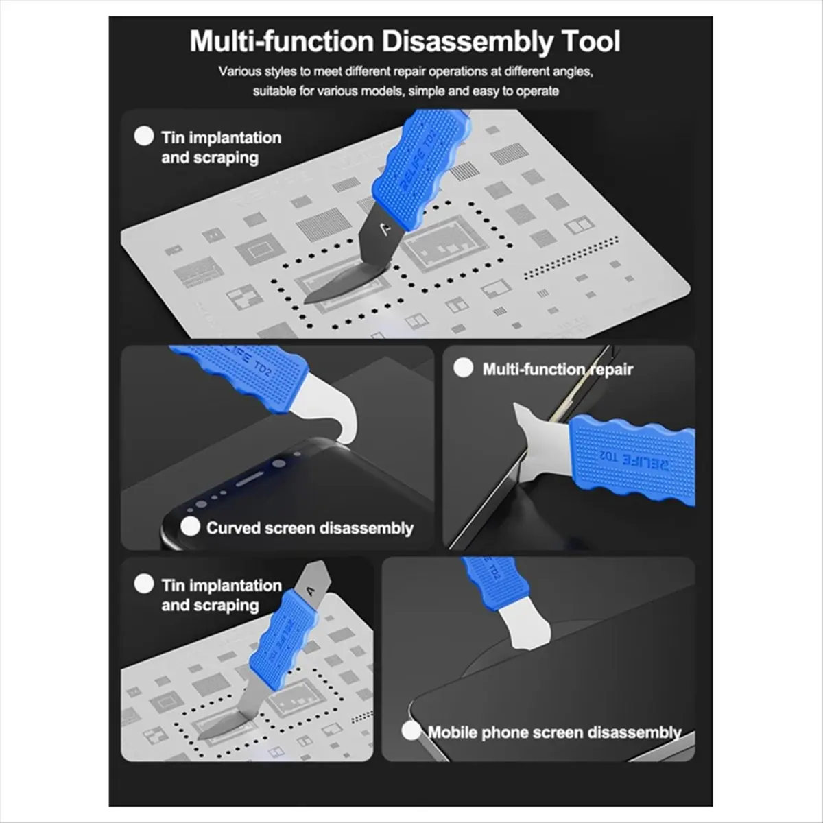 4in1 TD2 Pro LCD Disassembly Tool Set Use for Soldering Cured Screen Middle Frame Removal Phone Repair Tool