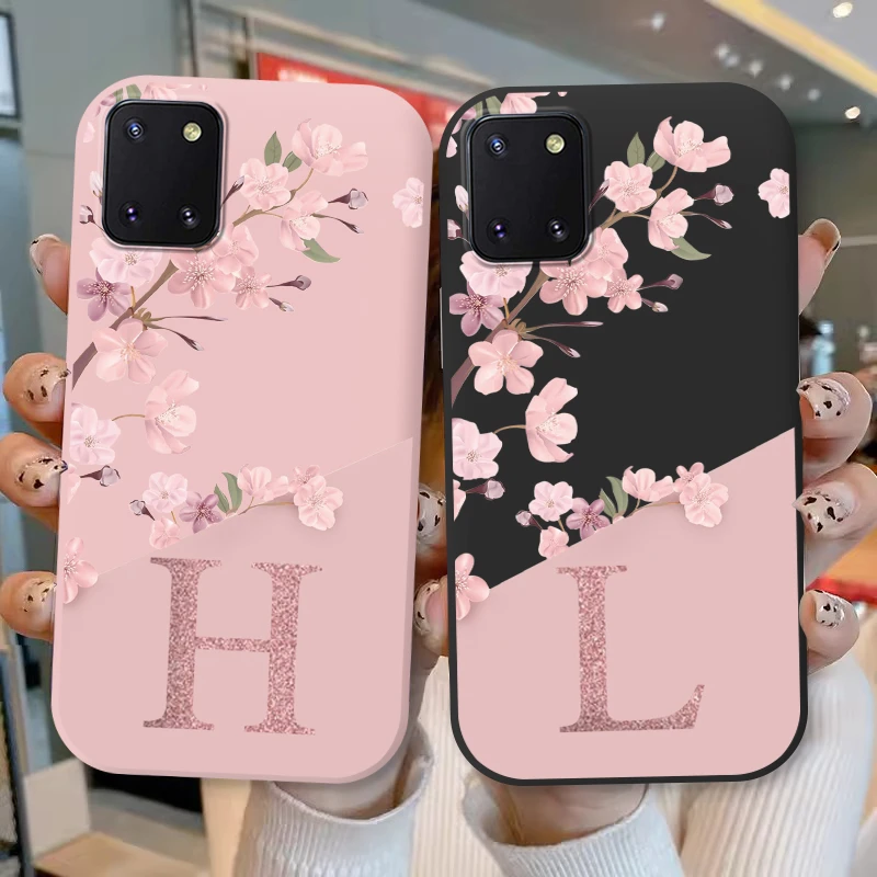 For Samsung Galaxy Note 10 Lite Phone Cover Pink Letters Cute Flowers Pattern Soft Silicone Funda For Samsung Note10 Lite Capa