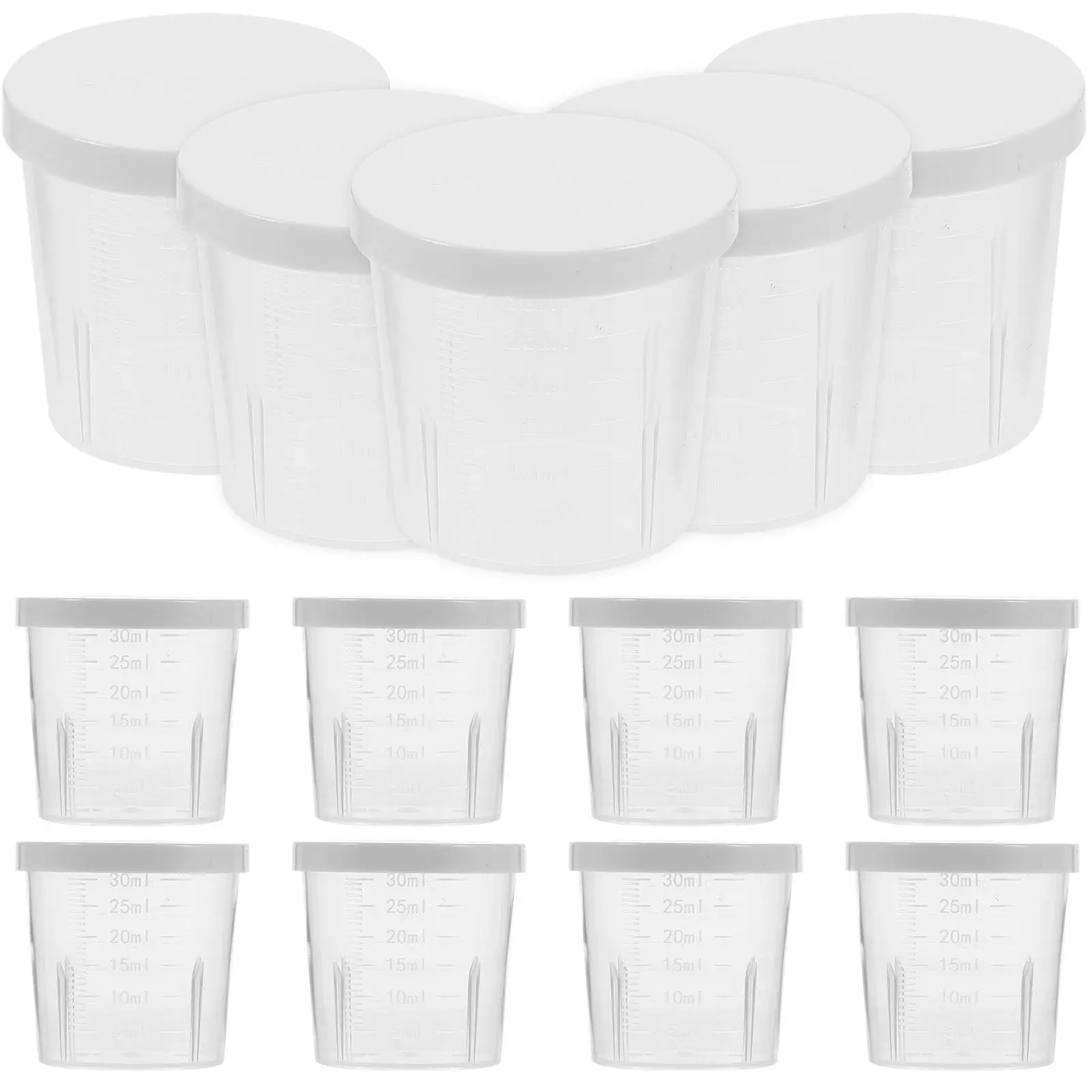 50 Pcs 30ml Plastic Measuring Cups Lightweight PP Sauce Boxes Portable Soy Containers Mini Travel Cups Graduated Scale Sub Boxes