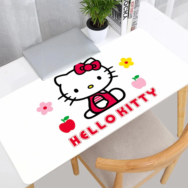 Mouse Pad Edge White Gamer Large Computer Notebook Pc Rubber Mousepad Carpet Gaming Accessories H-Hello Kitty Keyboard Desk Mat