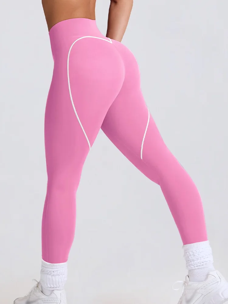 Soutien-gorge de sport à motif en forme de cœur, hanche pêche, Compression abdominale sans couture, Leggings de Yoga, course à pied, Fitness, costumes