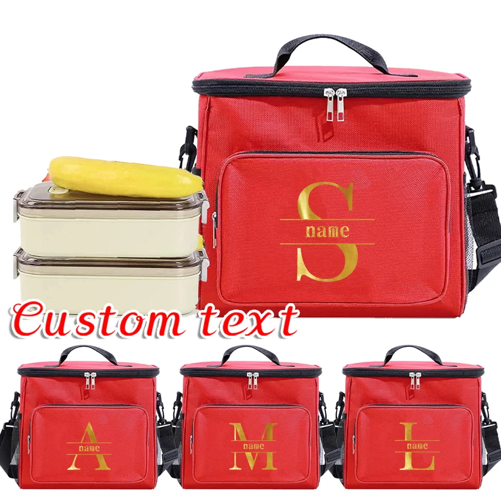 

Персонализированное индивидуальное имя, изолированная сумка для обеда на одно плечо, термоизолированные сумки для еды, сумка для еды для пикника, офисная сумка для бенто