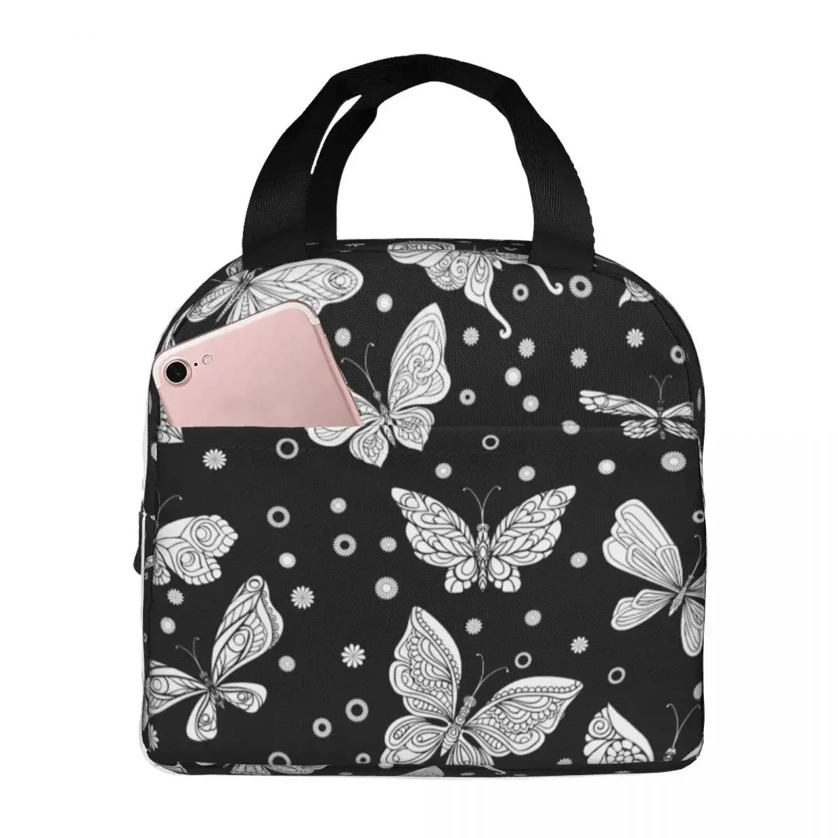 Bolsas de almuerzo para mujeres y niños, bolsa térmica de mariposa, impermeable, para Picnic, trabajo, Oxford