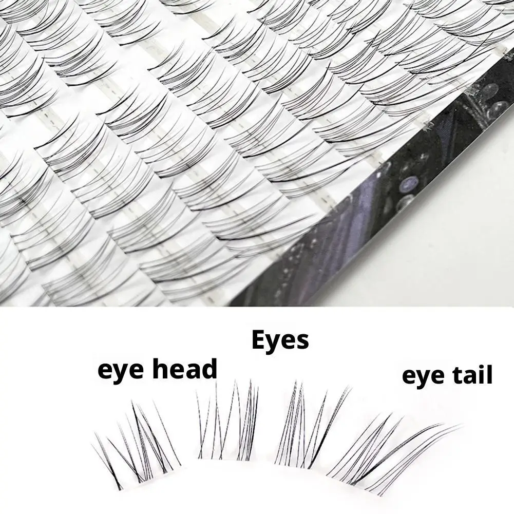 Slanted Transparent False Eyelashes 10 Rows Velvety Natural Look Lash Extension Winged Style Makeup Tool for Daily Party Wear