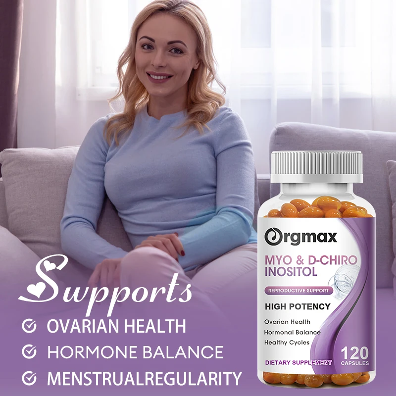 Myo-Inositol & D-Chiro Inositol Capsule with Folate Supports Ovarian Function Hormone Balance Women Fertility Supplement