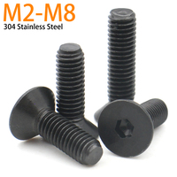 2-50pcs M2 M2.5 M3 M4 M5 M6 M8 M10 Black 304 Stainless Steel Hex Hexagon Socket Flat Countersunk Head Screw Bolt