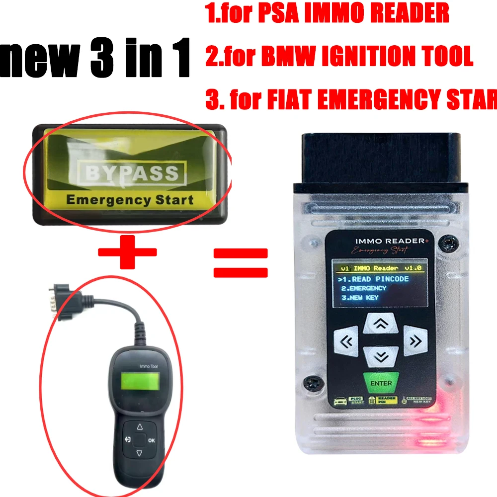 FOR PSA Immo Reader Emergency Start 3in1 FOR PSA bypass for FIAT for BMW Plug and Play  Update Version 1.1 for BMW Force