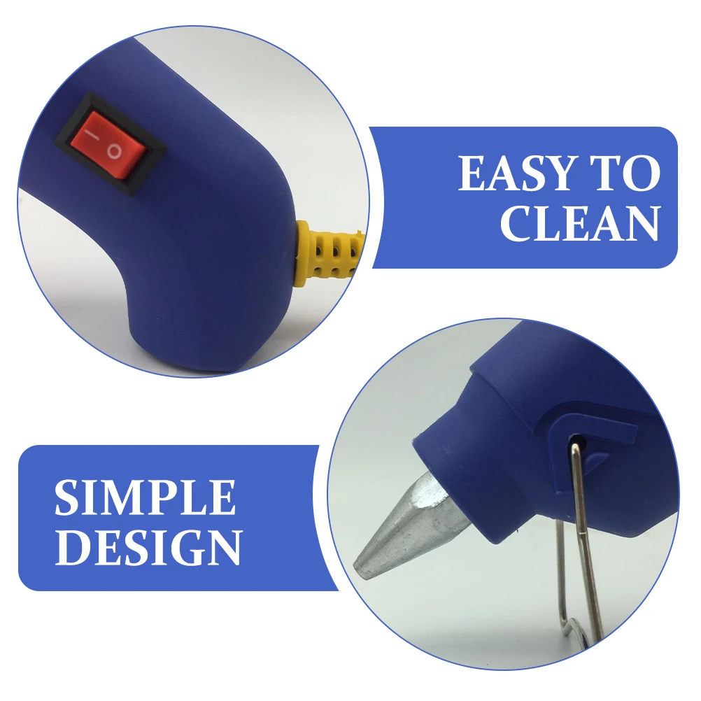 

Hot Melt Glue Gun Set 100-240V Blue DIY Repair Tool Ergonomic Trigger Safety Switch LED Light Fuse Protection Insulated