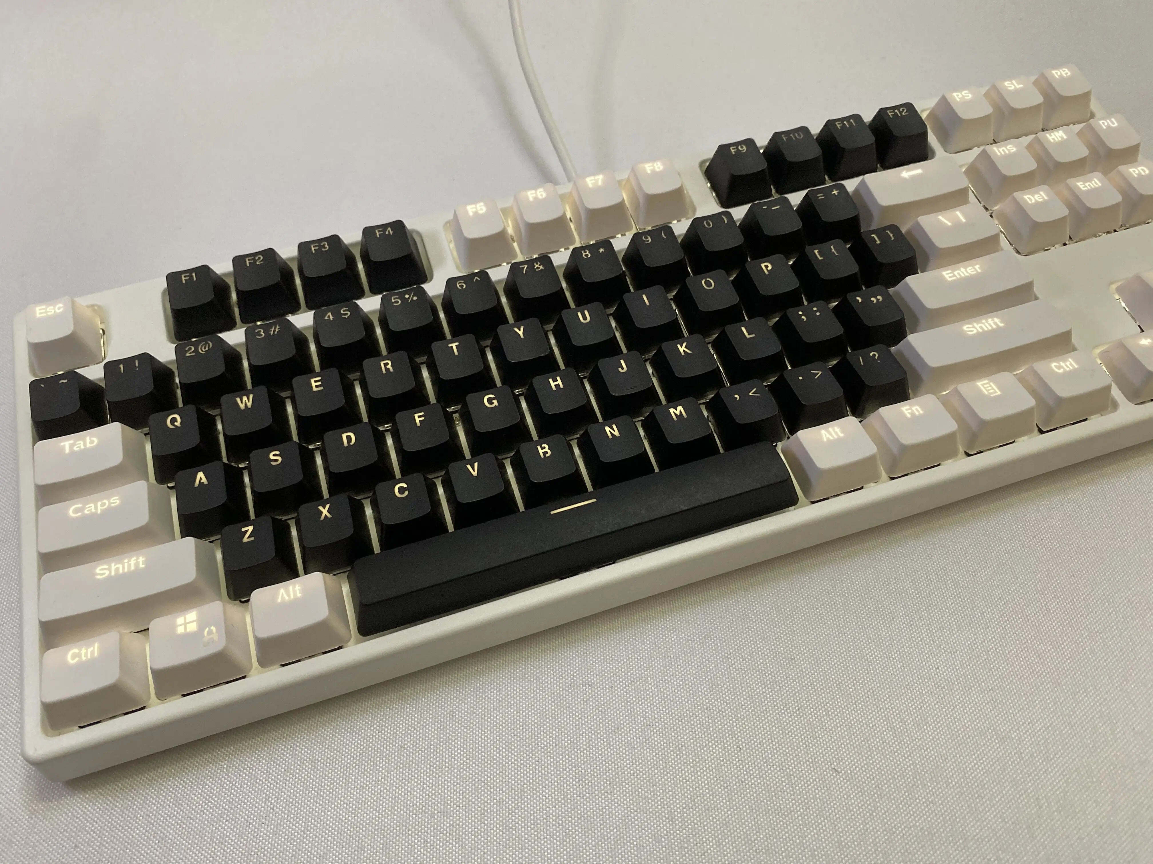White Black RK 87 Keys PBT Keycaps OEM Profile Double Shot Backlit Keycap For Wooting MX Switch Mechanical Keyboard