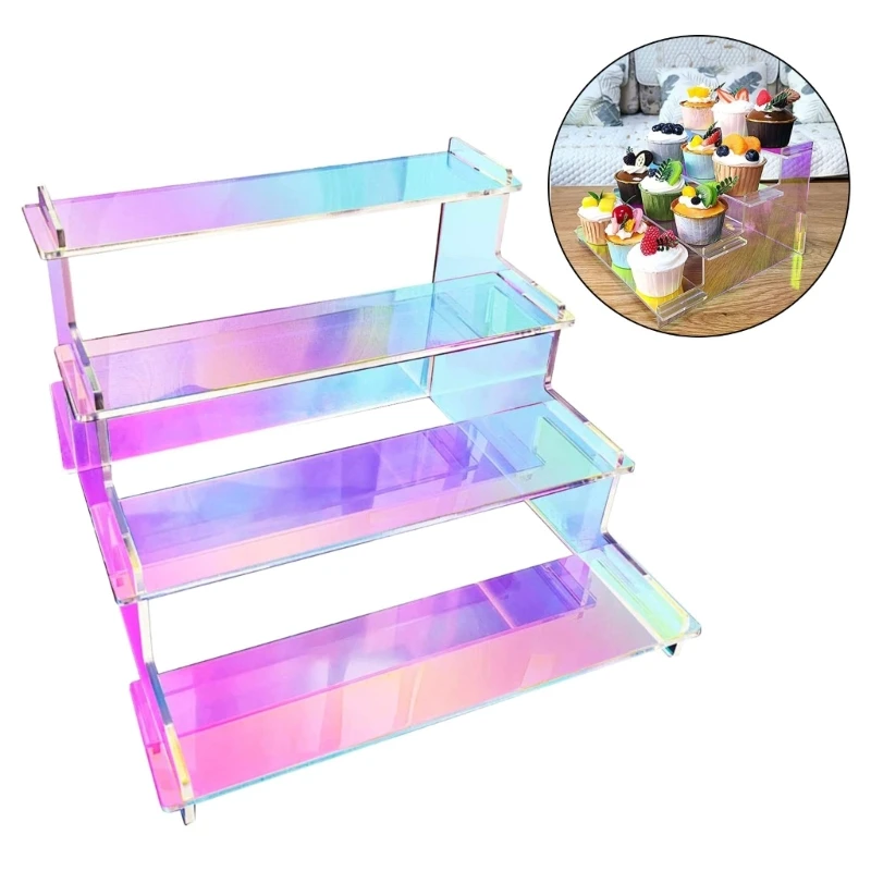 Suporte exibição 4 camadas, brinquedos, expositor varejo, rack para cupcake, sobremesa, maquiagem,