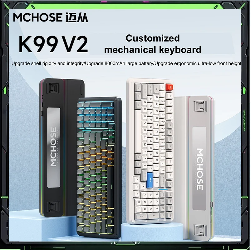 

MCHOSE K99V2 Wireless Gaming Keyboard-Tri-Mode 2.4G/Bluetooth/Type-C,Hot-Swappable Optical Switches,fit for Gaming/Office